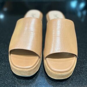 Tan Leather Slide Sandals